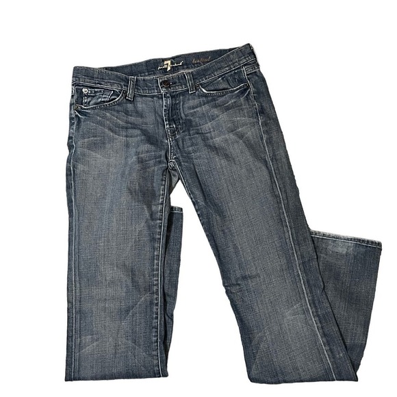 7 for All Mankind Womens Bootcut Jeans Rhinestone Embellished Waist Size 29 Blue - Picture 1 of 10